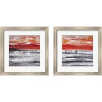 Framed 'Beach Red 2 Piece Framed Art Print Set' border=