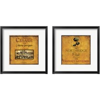 Framed 'Still Life Wine Label 2 Piece Framed Art Print Set' border=