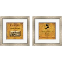 Framed 'Still Life Wine Label 2 Piece Framed Art Print Set' border=