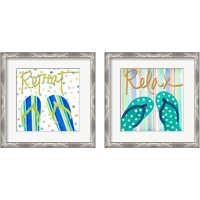 Framed 'Flip Flop Retreat 2 Piece Framed Art Print Set' border=