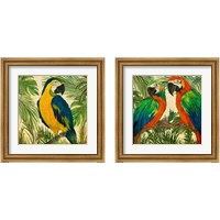 Framed Island Birds Square on Burlap 2 Piece Framed Art Print Set