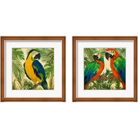 Framed 'Island Birds Square on Burlap 2 Piece Framed Art Print Set' border=