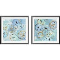 Framed 'Gold Edged Teal 2 Piece Framed Art Print Set' border=