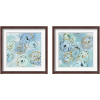 Framed 'Gold Edged Teal 2 Piece Framed Art Print Set' border=