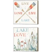Framed Lakehouse Red 2 Piece Canvas Print Set