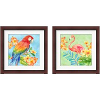 Framed 'Tropical Paradise Brights 2 Piece Framed Art Print Set' border=