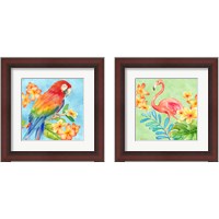 Framed 'Tropical Paradise Brights 2 Piece Framed Art Print Set' border=