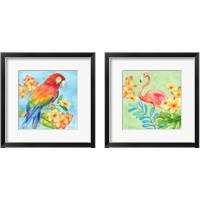Framed 'Tropical Paradise Brights 2 Piece Framed Art Print Set' border=