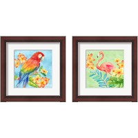 Framed 'Tropical Paradise Brights 2 Piece Framed Art Print Set' border=