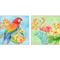 Framed 'Tropical Paradise Brights 2 Piece Art Print Set' border=
