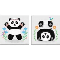 Framed 'Tumbling Pandas 2 Piece Art Print Set' border=