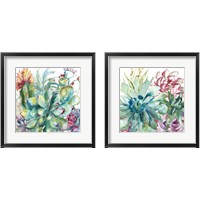 Framed 'Succulent Garden Watercolor 2 Piece Framed Art Print Set' border=