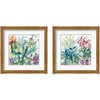 Framed 'Succulent Garden Watercolor 2 Piece Framed Art Print Set' border=