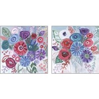 Framed 'Floral Jewels 2 Piece Art Print Set' border=