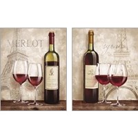 Framed 'Wine in Paris 2 Piece Art Print Set' border=