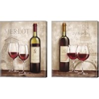 Framed 'Wine in Paris 2 Piece Canvas Print Set' border=