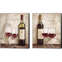 Framed 'Wine in Paris 2 Piece Canvas Print Set' border=