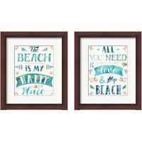 Framed 'Love and the Beach 2 Piece Framed Art Print Set' border=