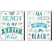 Framed Love and the Beach 2 Piece Canvas Print Set