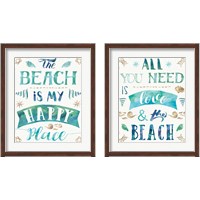 Framed 'Love and the Beach 2 Piece Framed Art Print Set' border=