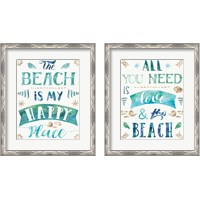 Framed 'Love and the Beach 2 Piece Framed Art Print Set' border=