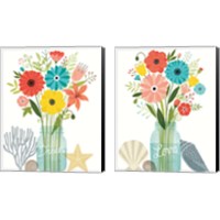 Framed 'Seaside Bouquet Mason Jar 2 Piece Canvas Print Set' border=