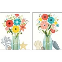 Framed Seaside Bouquet Mason Jar 2 Piece Art Print Set