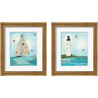 Framed 'Coastal Notes 2 Piece Framed Art Print Set' border=