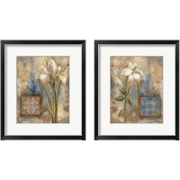 Framed 'Flower and Tile 2 Piece Framed Art Print Set' border=