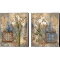 Framed 'Flower and Tile 2 Piece Canvas Print Set' border=