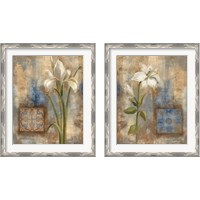 Framed 'Flower and Tile 2 Piece Framed Art Print Set' border=