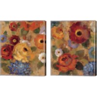 Framed 'Jacquard Floral 2 Piece Canvas Print Set' border=