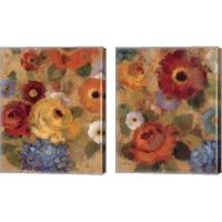 Framed 'Jacquard Floral 2 Piece Canvas Print Set' border=
