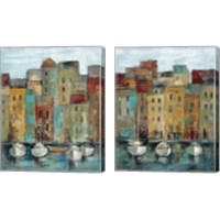 Framed 'Old Town Port 2 Piece Canvas Print Set' border=