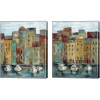 Framed 'Old Town Port 2 Piece Canvas Print Set' border=