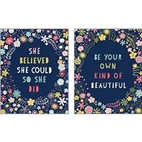 Framed 'Floral Quote 2 Piece Art Print Set' border=