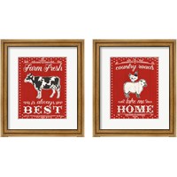 Framed 'Red Farmers Market 2 Piece Framed Art Print Set' border=