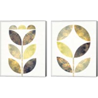 Framed 'Golden Flower 2 Piece Canvas Print Set' border=