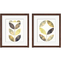 Framed 'Golden Flower 2 Piece Framed Art Print Set' border=