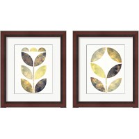 Framed 'Golden Flower 2 Piece Framed Art Print Set' border=