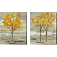 Framed Golden Tree and Fog 2 Piece Canvas Print Set