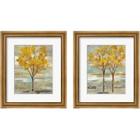 Framed 'Golden Tree and Fog 2 Piece Framed Art Print Set' border=