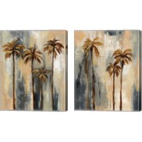 Framed 'Palm Trees 2 Piece Canvas Print Set' border=