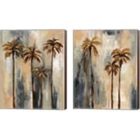 Framed 'Palm Trees 2 Piece Canvas Print Set' border=
