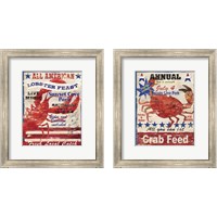 Framed 'Crab & Lobster 2 Piece Framed Art Print Set' border=