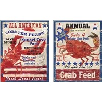 Framed 'Crab & Lobster 2 Piece Art Print Set' border=