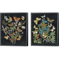 Framed Butterfly Bouquet on Black 2 Piece Canvas Print Set