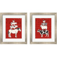 Framed 'Red Farmers Market 2 Piece Framed Art Print Set' border=