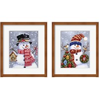 Framed 'Snowman 2 Piece Framed Art Print Set' border=