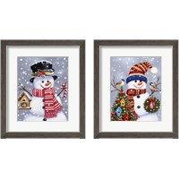 Framed 'Snowman 2 Piece Framed Art Print Set' border=